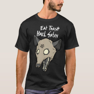 T-shirt Manger Trash Hail Satan Drôle Occulte Possum Satan
