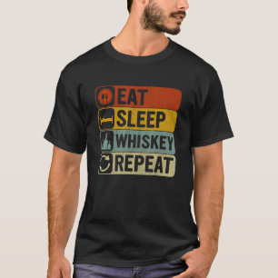 T-shirt Manger Whiskey de sommeil Répéter Retro 60s les an
