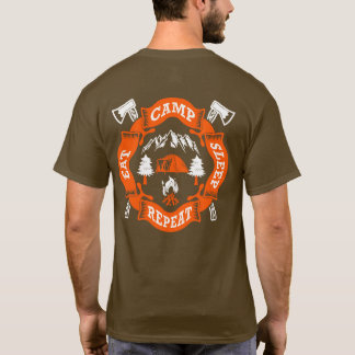 T-shirt Mangez Camp Sommeil Répéter Feu Croisé Axes Nature