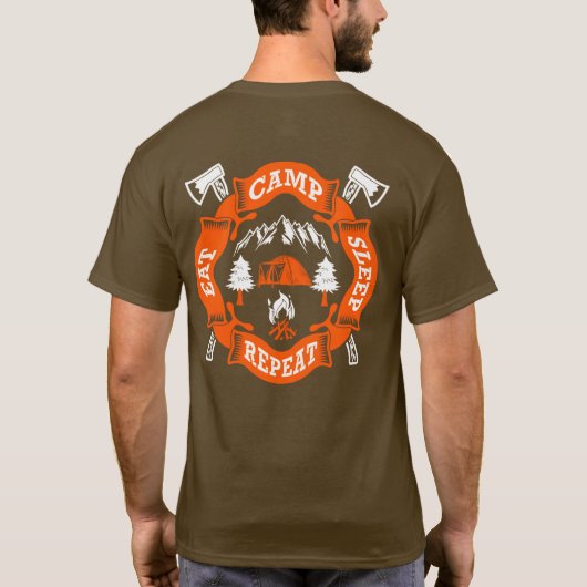 T-shirt Mangez Camp Sommeil Répéter Feu Croisé Axes Nature (Dos)