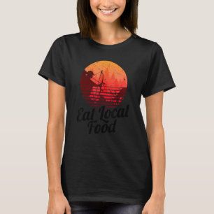 T-shirt Mangez des aliments locaux Bowhun Retro Hunter 80s