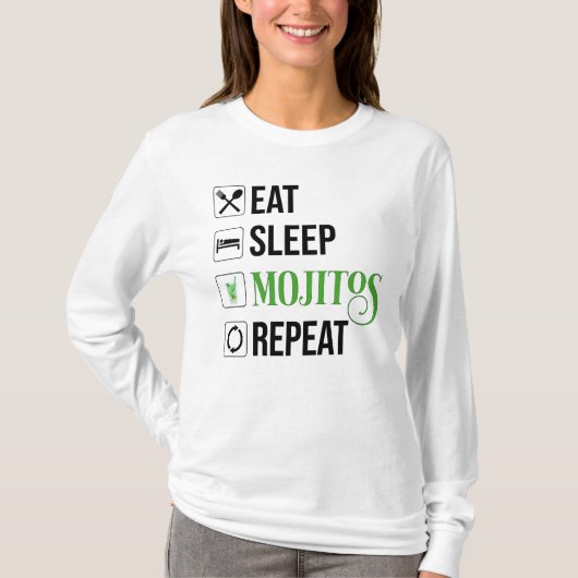 T-shirt Mangez des mojitos du sommeil Répéter (Devant)