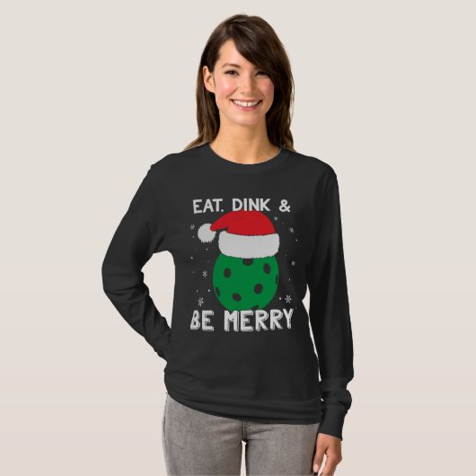 T-shirt Mangez Dink Et Soyez Joyeux Pickleball Santa Hat F (Devant entier)
