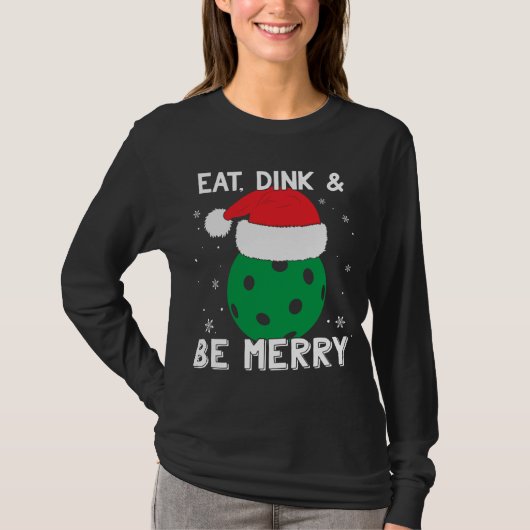 T-shirt Mangez Dink Et Soyez Joyeux Pickleball Santa Hat F (Devant)