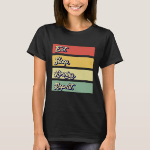 T-shirt Mangez Dormir Aviron Répéter Funny Rower Retro Vin