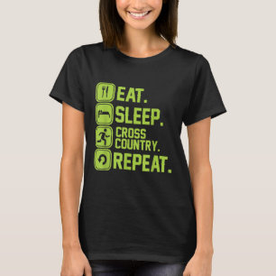 T-shirt Mangez dormir cross country répéter jogger drôle
