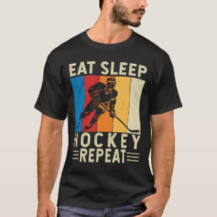 T-shirt Mangez Dormir Hockey Répéter Drôle Joueur de hocke