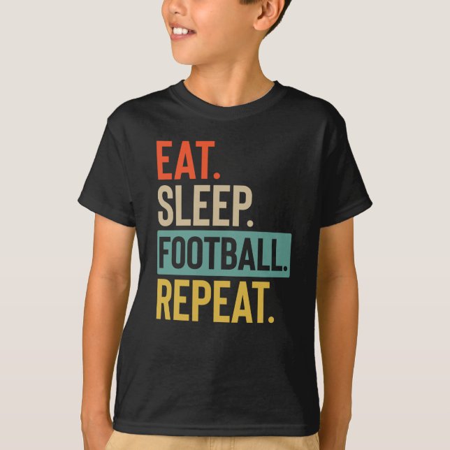 T-shirt Mangez Football Sleep Répéter les couleurs vintage (Devant)