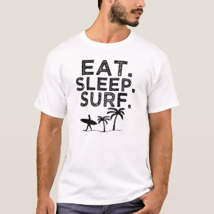 T-shirt Mangez la chemise des hommes de surf de sommeil