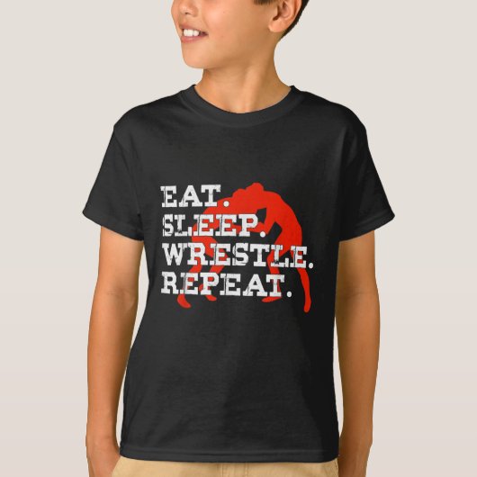 T-shirt Mangez la lutte du sommeil Répétez la lutte amusan (Devant)