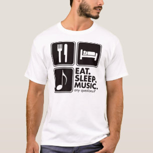 T-shirt Mangez la musique de sommeil - noir
