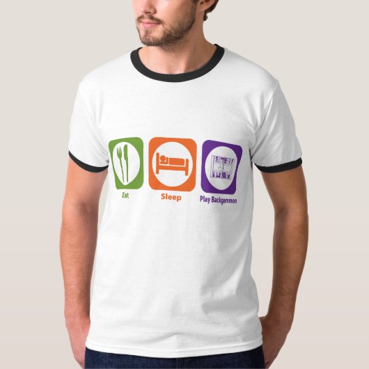 T-shirt Mangez le backgammon de jeu de sommeil (Devant)