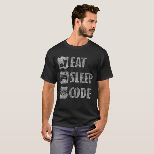 T-shirt Mangez le codage affligé drôle de code de sommeil (Devant entier)