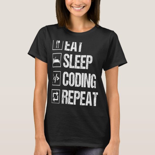 T-shirt Mangez le code de veille Répéter le programmeur d' (Devant)