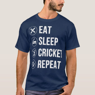 T-shirt Mangez le cricket endormi Répétez le cadeau amusan