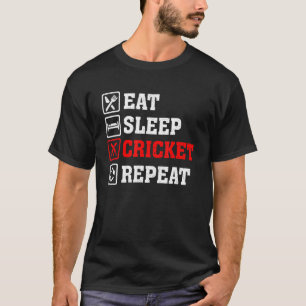 T-shirt Mangez le cricket endormi Répétez le cricket Retro
