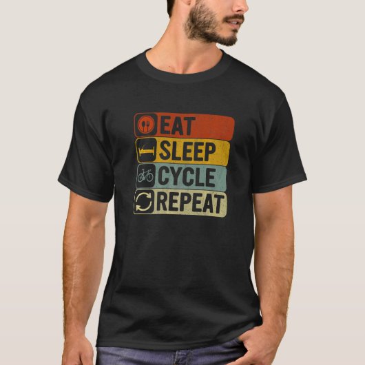T-shirt Mangez le cycle du sommeil Répéter les années rétr (Devant)