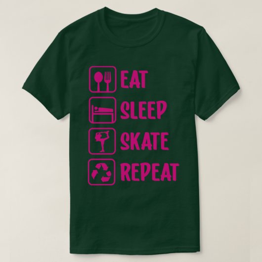 T-shirt Mangez le patin de sommeil répéter (Design devant)