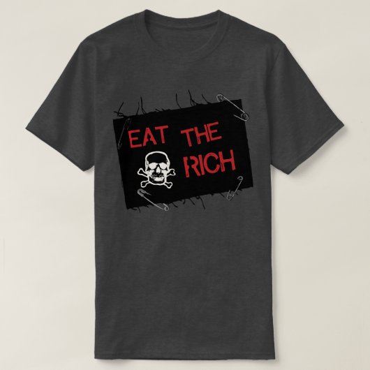 T-shirt Mangez le riche patchs désorganisé (Design devant)