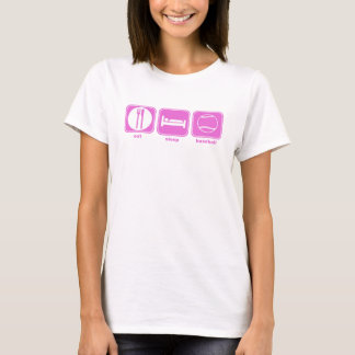 T-shirt mangez le rose de base-ball de sommeil