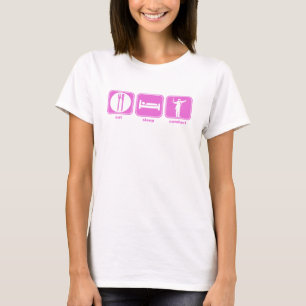 T-shirt mangez le rose de conduite de sommeil