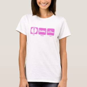 T-shirt mangez le rose de rangée de sommeil