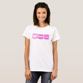 T-shirt mangez le rose de rangée de sommeil (Devant entier)