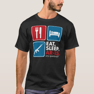 T-shirt Mangez le sommeil AR-15 - bleu et blanc rouges
