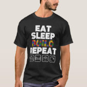 T-shirt Mangez Le Sommeil Construire Répéter Les Blocs De  (Devant)