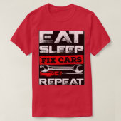 T-shirt Mangez le sommeil Fixer les voitures Répéter cours (Design devant)