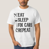 T-shirt Mangez le sommeil Fixer les voitures Répéter le Co (Devant)