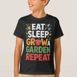 T-shirt Mangez Le Sommeil Grandir Un Jardin Répéter Drôle 