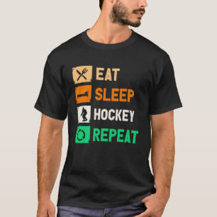 T-shirt Mangez le sommeil Hockey Répétez Hockey Drôle Hock