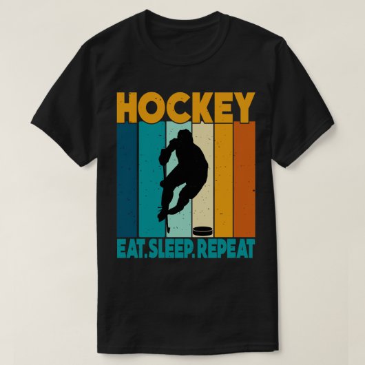 T-shirt Mangez le sommeil Hockey sur glace Répéter 6 (Design devant)