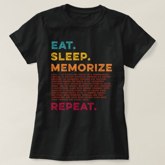 T-shirt Mangez le sommeil Mémoriser Répéter le cercle de c (Design devant)