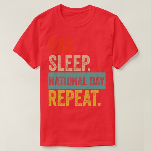 T-shirt Mangez le sommeil national jour répéter rétro vint (Design devant)