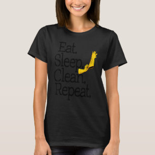 T-shirt Mangez le sommeil Nettoyer Répéter l'équipe de net