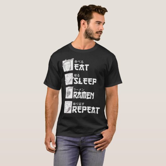 T-shirt Mangez le sommeil Ramen Répéter les nouilles japon (Devant entier)