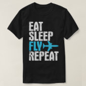 T-shirt Mangez le sommeil Vol Répéter avion Voyager Cadeau (Design devant)
