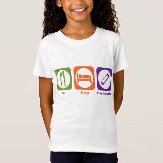 T-Shirt Mangez l'harmonica de jeu de sommeil (Devant)