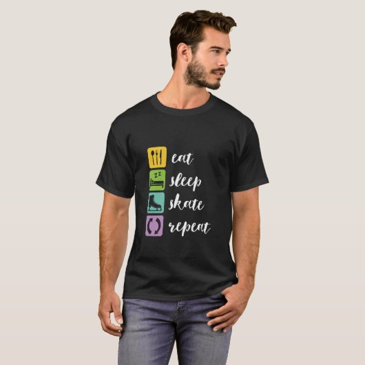 T-shirt Mangez Patinage de sommeil amusant Figurine Patine (Devant entier)
