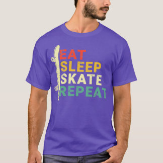 T-shirt Mangez Patinage de sommeil Répéter Vintage Retro S