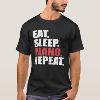 T-shirt Mangez Piano Sommeil Répéter Piano Distressed