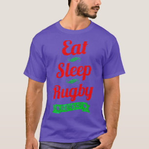 T-shirt Mangez Rugby Dormir Répétez Long Manche