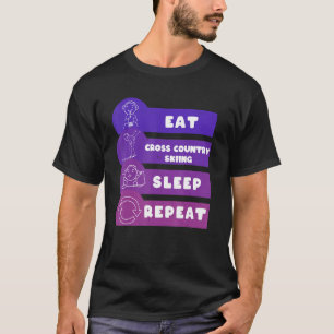 T-shirt Mangez Ski de fond Sommeil Répéter