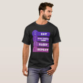 T-shirt Mangez Ski de fond Sommeil Répéter (Devant entier)