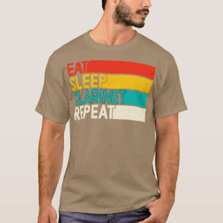 T-shirt Mangez Sleap Clarinet Répéter Drôle Joueur Clarine
