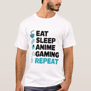 T-shirt Mangez Sleep Anime Jeu Répéter Vidéo Joueur Anime