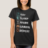 T-shirt Mangez Sleep Anime Jeu Répétez Fun Otaku Gamer (Devant)