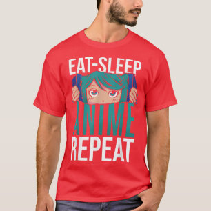 T-shirt Mangez Sleep Anime Répéter Femmes Hommes Ados Garç